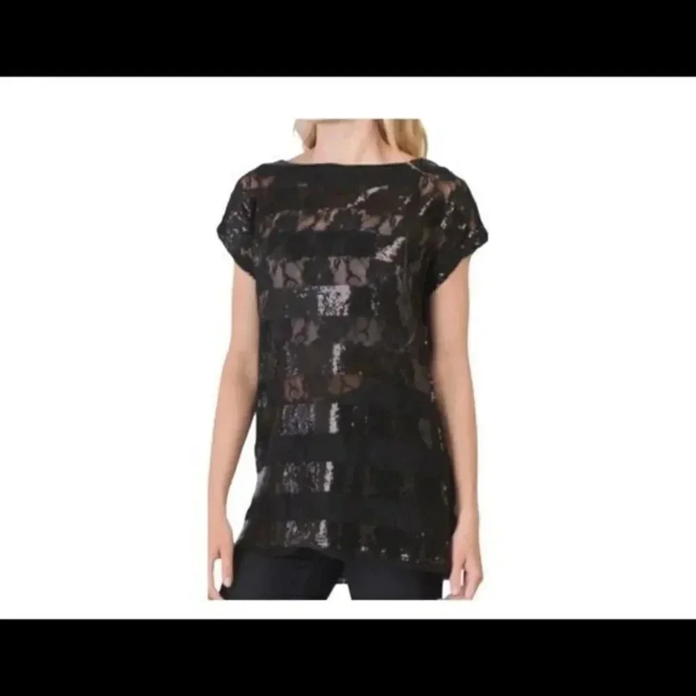 Vertigo Lace and Sequin Embellished Grey Top - Picture 10 of 11